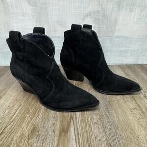 Jessica Simpson Sadie Black Suede Western Ankle Boots Women’s 8.5M Pointed Toe